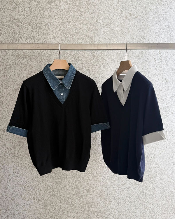 layered Shirt Short-sleeve Knit