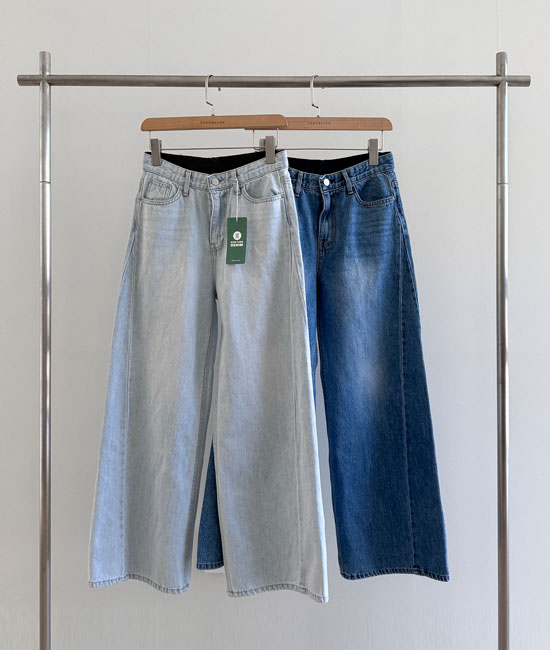 데일리 Diagonal 와이드 Denim Pants