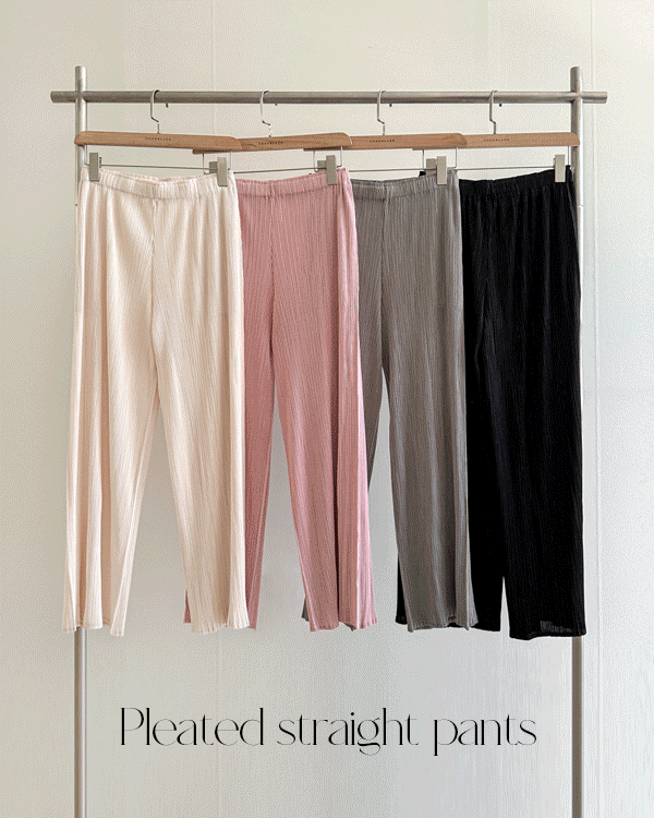 Pleats Straight Pants