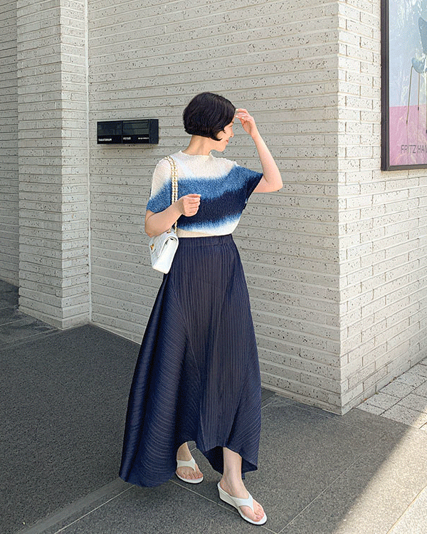 나염 Pleats Blouse