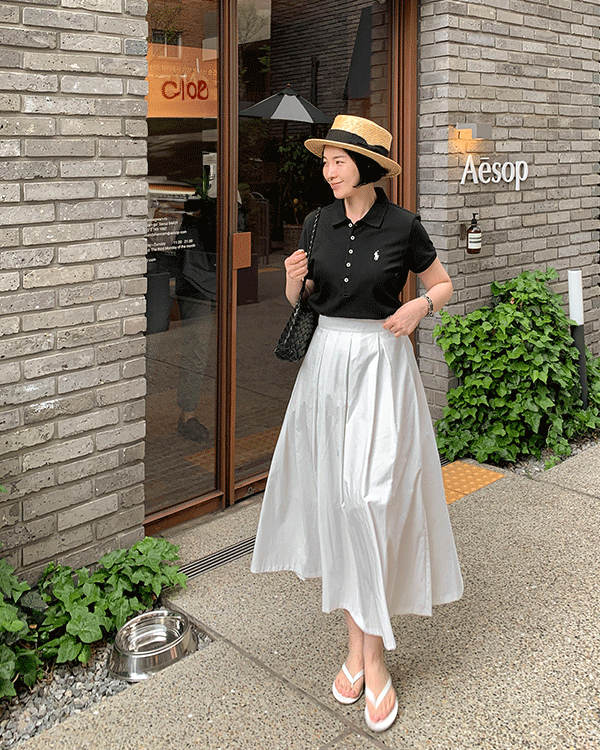 코코 핀턱 Flare Skirt-Summerver.