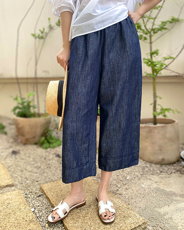 진청 통 8부 Denim Pants