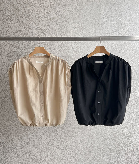 핀턱 Summer Sleeveless shirts Blouse