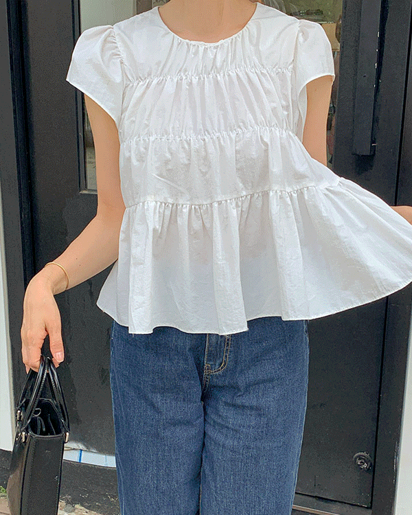 멜로즈 셔링 Blouse
