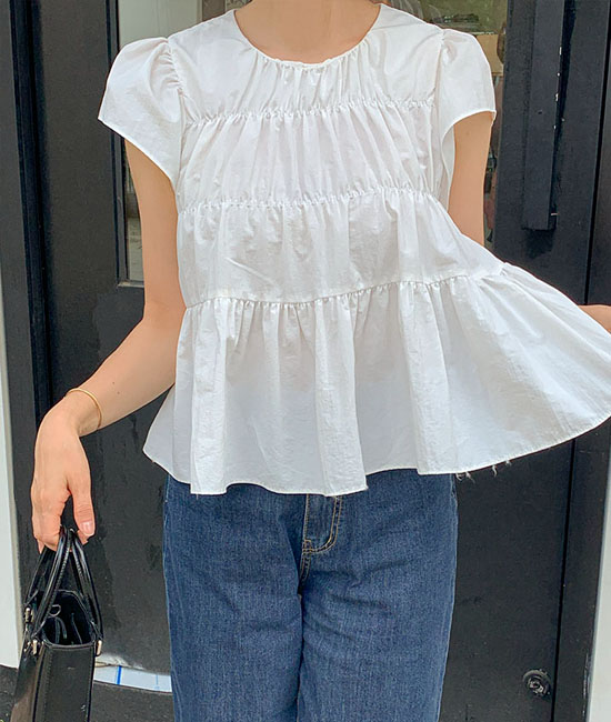 멜로즈 셔링 Blouse