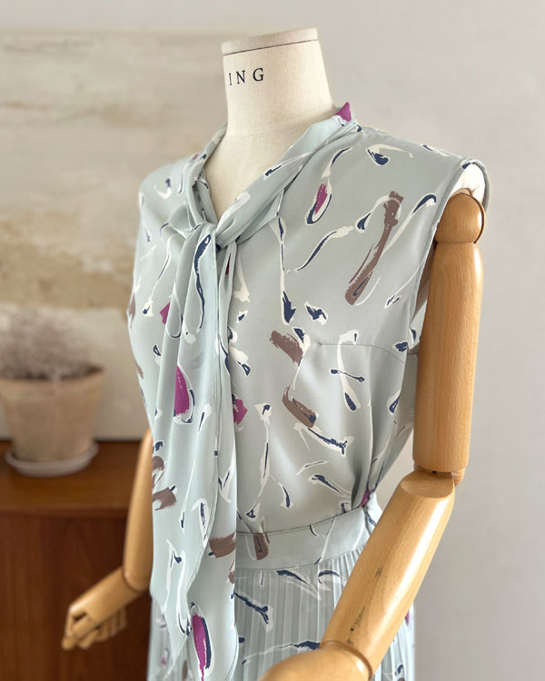 나염 슬리브 Blouse