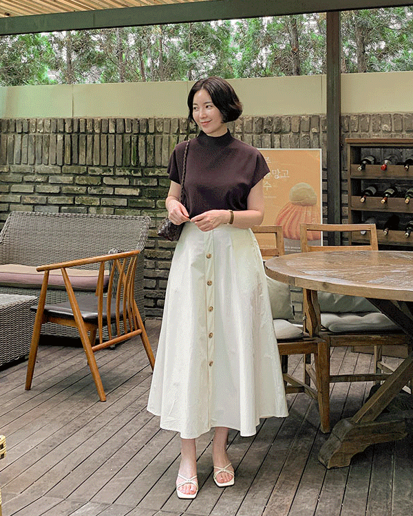 버튼 Flare Skirt