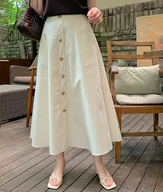 버튼 Flare Skirt