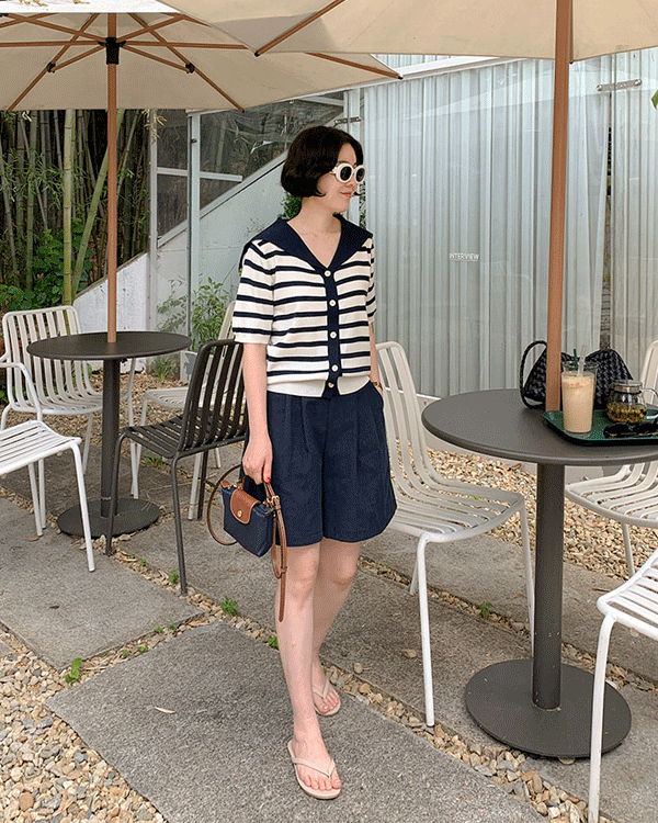 세일러 Stripe Short-sleeve Cardigan