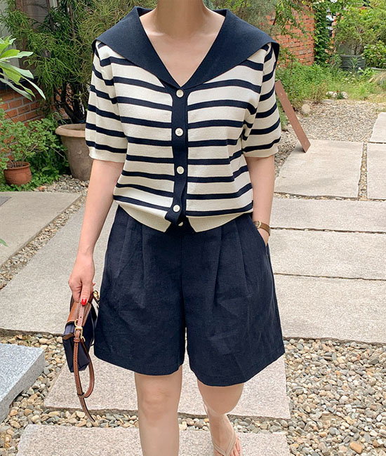 세일러 Stripe Short-sleeve Cardigan