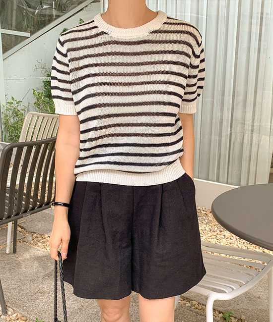쿨 Stripe Short-sleeve Knit