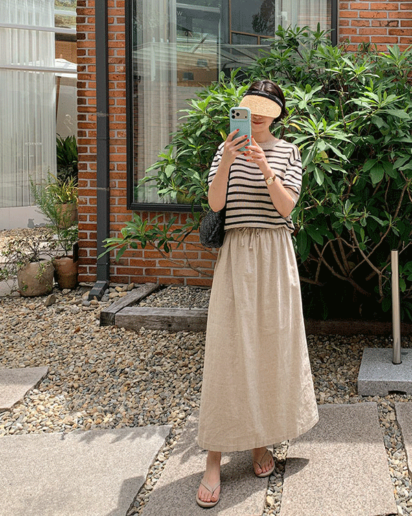 플레인 Linen Skirt