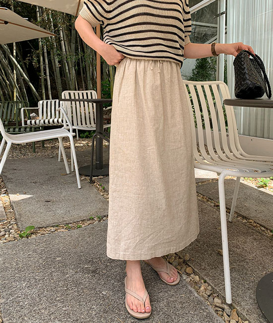 플레인 Linen Skirt