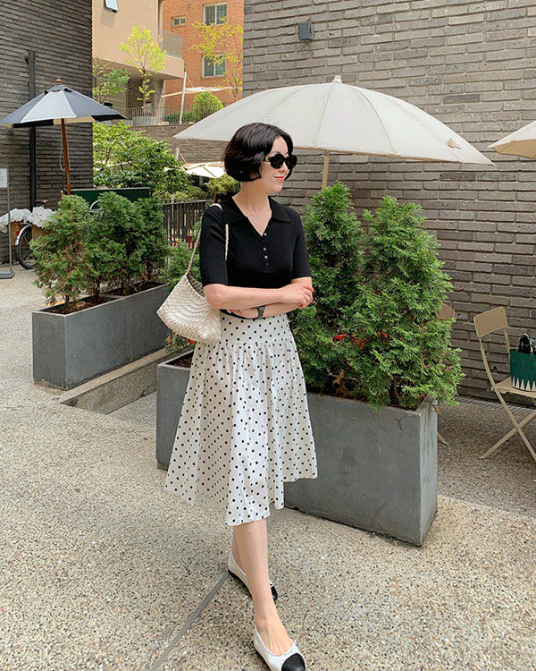 Dot 미디 Skirt