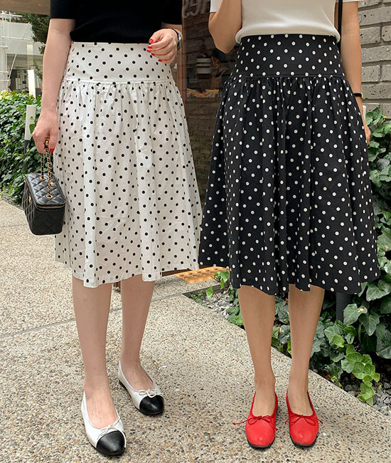 Dot 미디 Skirt