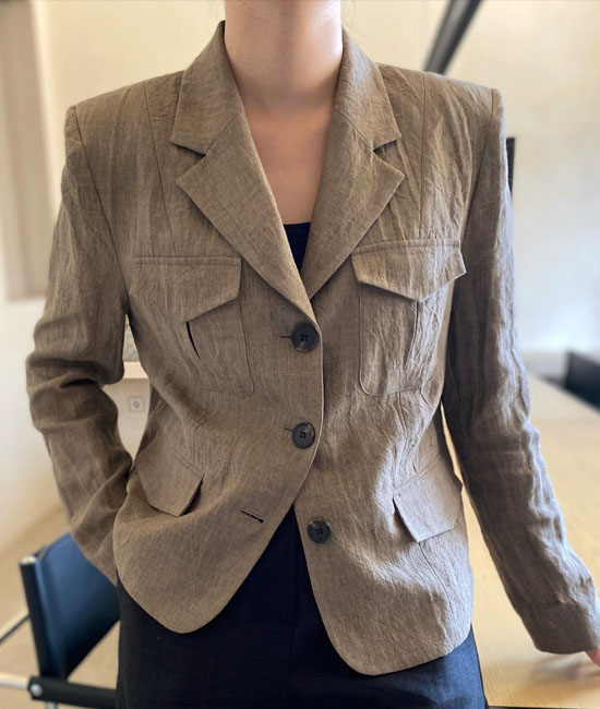 투포켓 Wrinkles Linen Jacket
