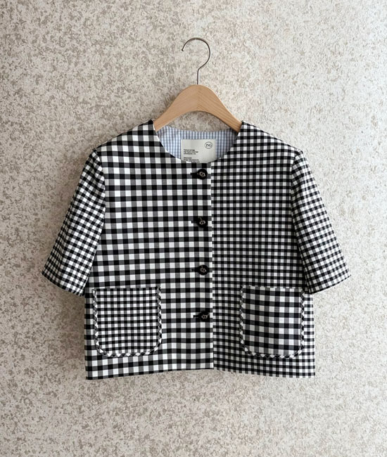 슈에 Check Short-sleeve Jacket