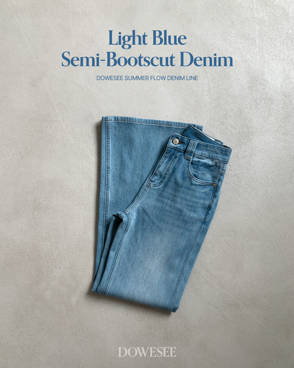 [코코블랙 X 두위씨] 플로우 Light blue 세미부츠컷 Denim
