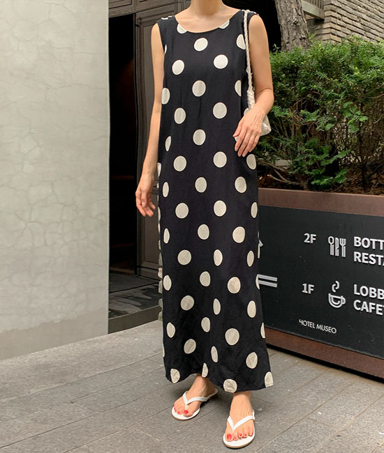 Dot Sleeveless shirts One Piece