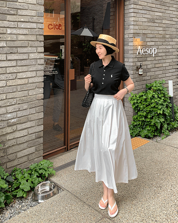 코코 핀턱 Flare Skirt-Summerver.