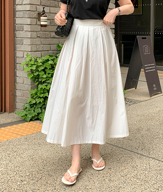 코코 핀턱 Flare Skirt-Summerver.