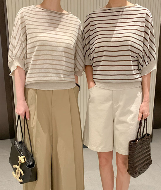 보트넥 Stripe Knit