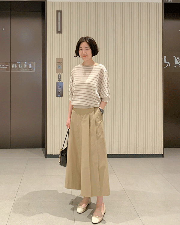 보트넥 Stripe Knit