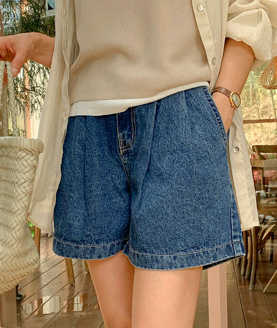 베이 핀턱 Denim Pants