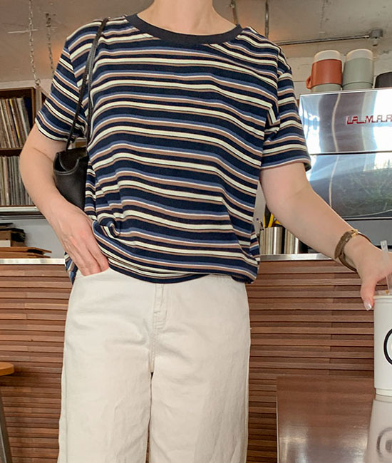 리츠 Stripe Short T shirts