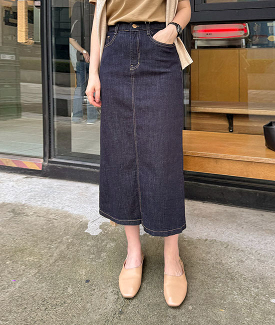 인디고 Straight Skirt