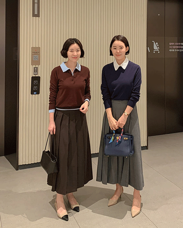 Wool Pleats 랩 Skirt
