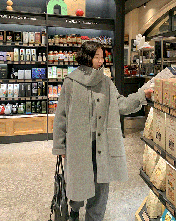 Wool100 muffler 핸드메이드 Coat