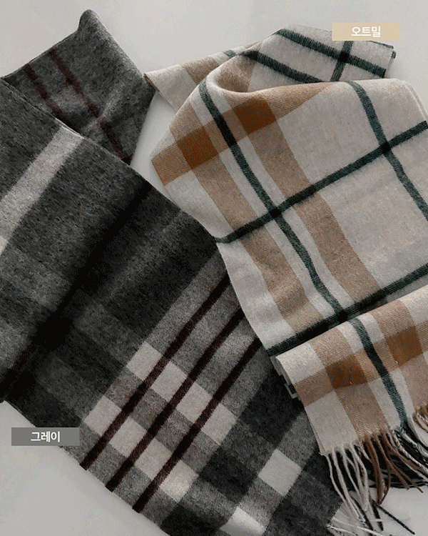로니 Wool100 Check muffler